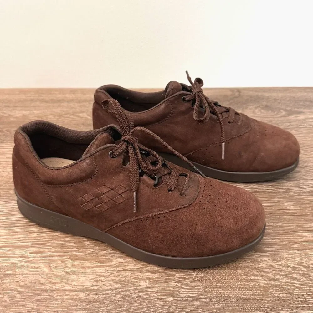 SAS Tripad Comfort Walking Shoes Womens 8.5 Brown Nubuck Leather Lace Up USA